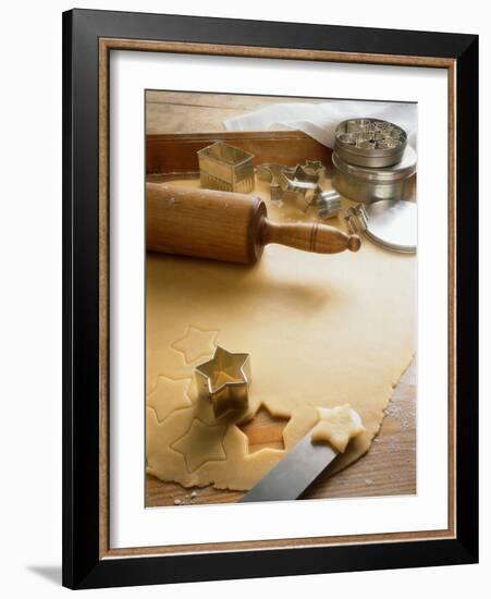 Rolled-Out Dough with Stars and Star Cutter-Eising Studio - Food Photo and Video-Framed Photographic Print