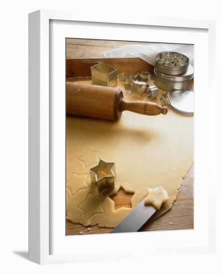 Rolled-Out Dough with Stars and Star Cutter-Eising Studio - Food Photo and Video-Framed Photographic Print