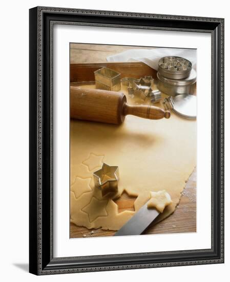 Rolled-Out Dough with Stars and Star Cutter-Eising Studio - Food Photo and Video-Framed Photographic Print