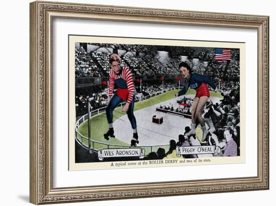 Roller Derby Stars-Curt Teich & Company-Framed Art Print