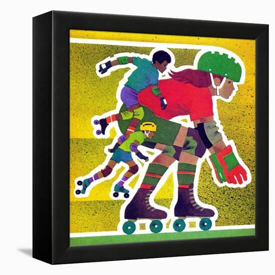 Roller Skate Race - Jack & Jill-Allan Eitzen-Framed Premier Image Canvas