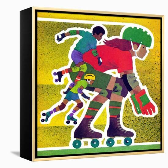 Roller Skate Race - Jack & Jill-Allan Eitzen-Framed Premier Image Canvas