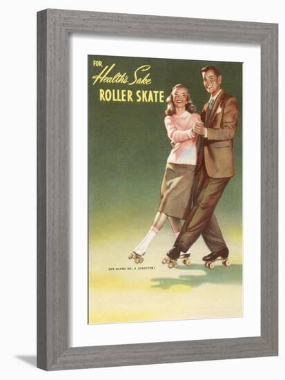 Roller Skating Couple-null-Framed Art Print