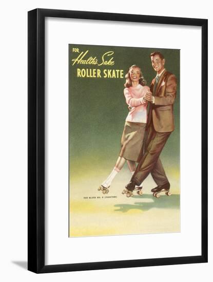 Roller Skating Couple-null-Framed Art Print