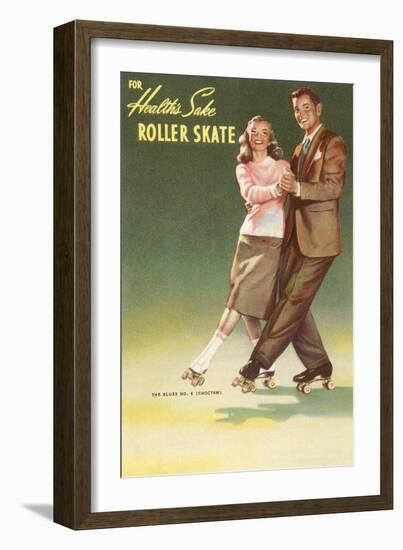 Roller Skating Couple-null-Framed Art Print