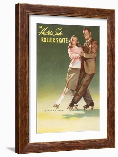 Roller Skating Couple-null-Framed Art Print