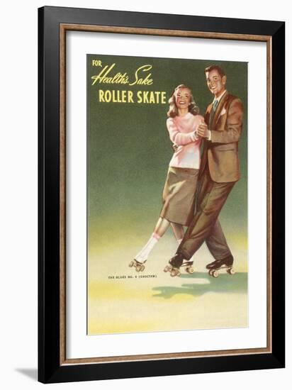 Roller Skating Couple-null-Framed Art Print