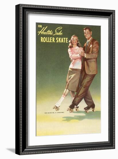 Roller Skating Couple-null-Framed Art Print