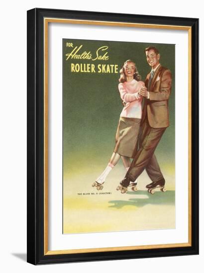 Roller Skating Couple-null-Framed Art Print