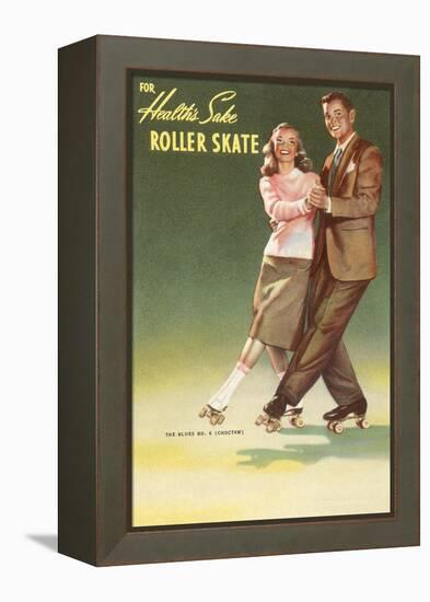 Roller Skating Couple-null-Framed Stretched Canvas