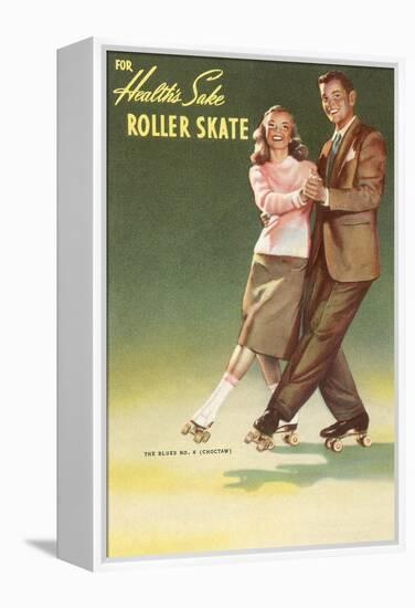 Roller Skating Couple-null-Framed Stretched Canvas