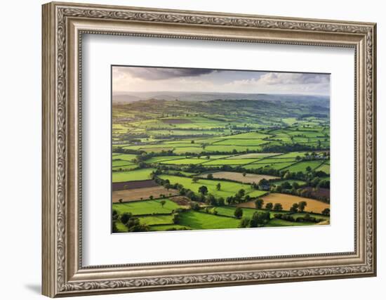 Rolling fields near Llangorse, Brecon Beacons National Park, Powys, Wales, UK. Autumn (October) 200-Adam Burton-Framed Photographic Print