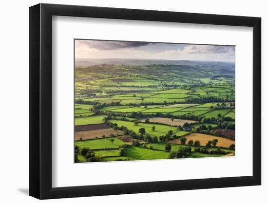 Rolling fields near Llangorse, Brecon Beacons National Park, Powys, Wales, UK. Autumn (October) 200-Adam Burton-Framed Photographic Print