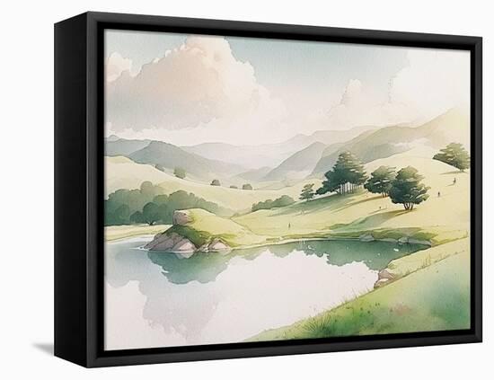 Rolling Hills Watercolor II-Lana Kristiansen-Framed Stretched Canvas