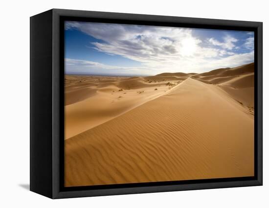 Rolling Orange Sand Dunes and Sand Ripples in the Erg Chebbi Sand Sea Near Merzouga, Morocco-Lee Frost-Framed Premier Image Canvas