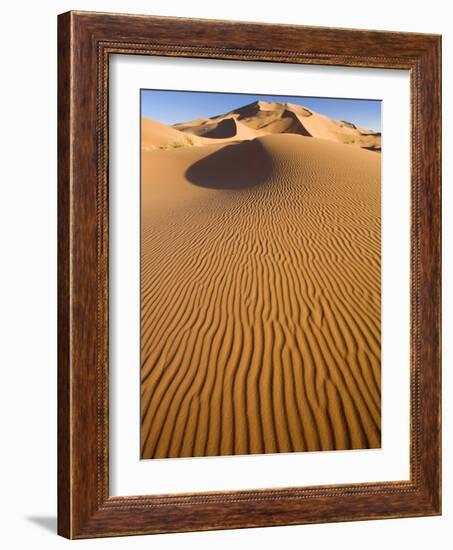 Rolling Orange Sand Dunes and Sand Ripples in the Erg Chebbi Sand Sea Near Merzouga, Morocco-Lee Frost-Framed Photographic Print