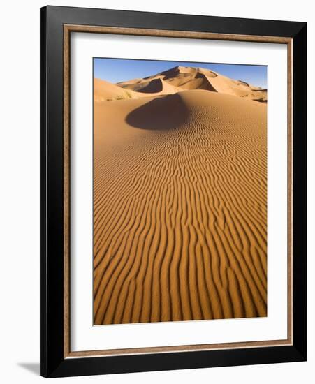 Rolling Orange Sand Dunes and Sand Ripples in the Erg Chebbi Sand Sea Near Merzouga, Morocco-Lee Frost-Framed Photographic Print