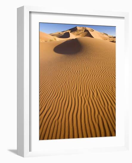 Rolling Orange Sand Dunes and Sand Ripples in the Erg Chebbi Sand Sea Near Merzouga, Morocco-Lee Frost-Framed Photographic Print