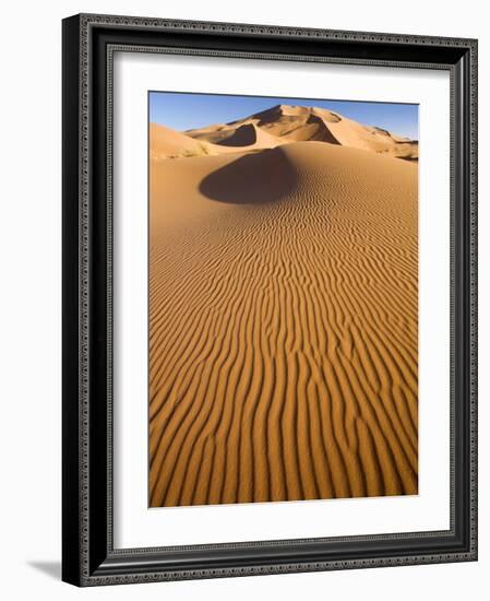 Rolling Orange Sand Dunes and Sand Ripples in the Erg Chebbi Sand Sea Near Merzouga, Morocco-Lee Frost-Framed Photographic Print