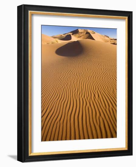 Rolling Orange Sand Dunes and Sand Ripples in the Erg Chebbi Sand Sea Near Merzouga, Morocco-Lee Frost-Framed Photographic Print