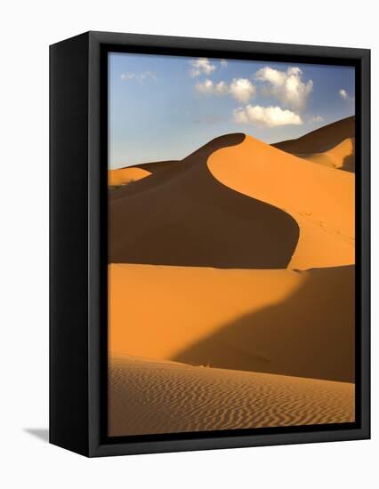 Rolling Orange Sand Dunes and Sand Ripples in the Erg Chebbi Sand Sea Near Merzouga, Morocco-Lee Frost-Framed Premier Image Canvas