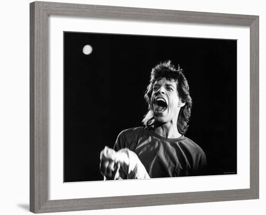 Rolling Stones Lead Singer Mick Jagger Performing at Live Aid-null-Framed Premium Photographic Print