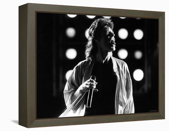 Rolling Stones Lead Singer Mick Jagger Performing at the Live Aid Concert-null-Framed Premier Image Canvas