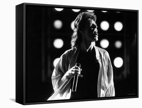 Rolling Stones Lead Singer Mick Jagger Performing at the Live Aid Concert-null-Framed Premier Image Canvas