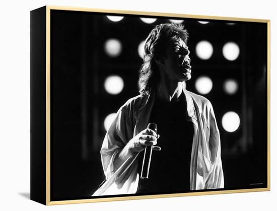 Rolling Stones Lead Singer Mick Jagger Performing at the Live Aid Concert-null-Framed Premier Image Canvas