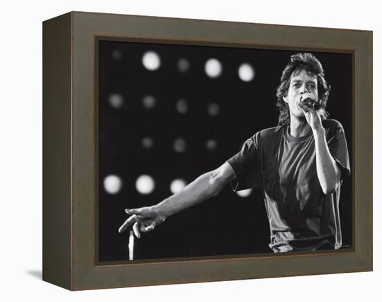 Rolling Stones Lead Singer Mick Jagger Performing at the Live Aid Concert-null-Framed Premier Image Canvas