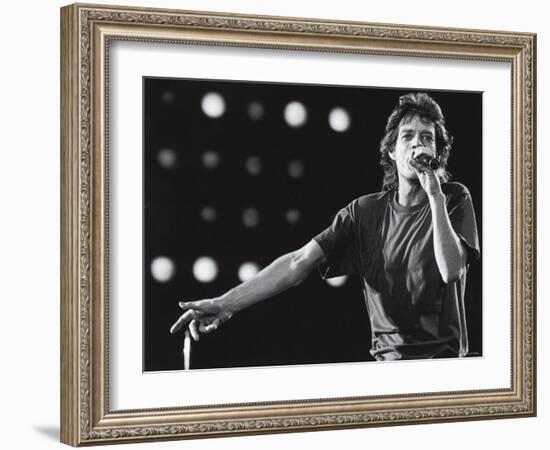 Rolling Stones Lead Singer Mick Jagger Performing at the Live Aid Concert-null-Framed Premium Photographic Print