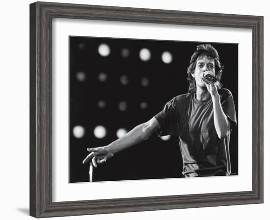 Rolling Stones Lead Singer Mick Jagger Performing at the Live Aid Concert-null-Framed Premium Photographic Print