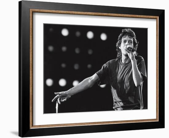 Rolling Stones Lead Singer Mick Jagger Performing at the Live Aid Concert-null-Framed Premium Photographic Print