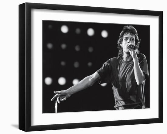 Rolling Stones Lead Singer Mick Jagger Performing at the Live Aid Concert-null-Framed Premium Photographic Print