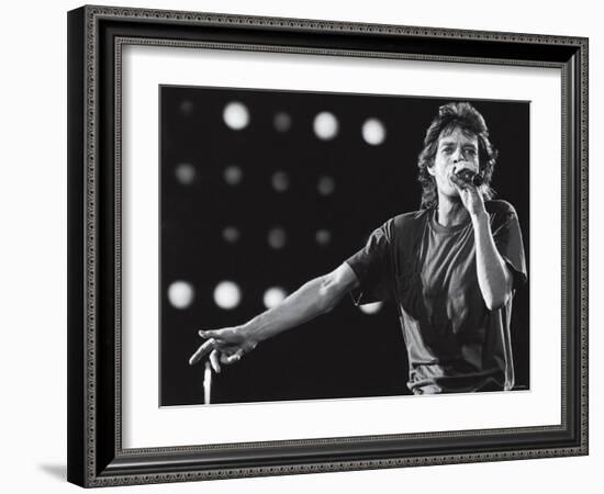 Rolling Stones Lead Singer Mick Jagger Performing at the Live Aid Concert-null-Framed Premium Photographic Print