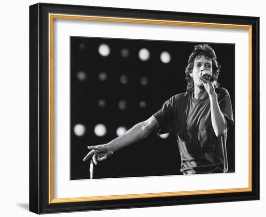 Rolling Stones Lead Singer Mick Jagger Performing at the Live Aid Concert-null-Framed Premium Photographic Print