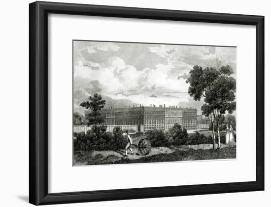 Rolling the Lawns at Hampton Court Palace, 7th March 1807-null-Framed Giclee Print