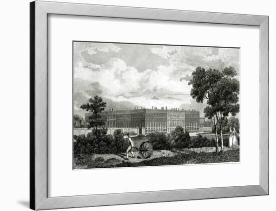 Rolling the Lawns at Hampton Court Palace, 7th March 1807-null-Framed Giclee Print