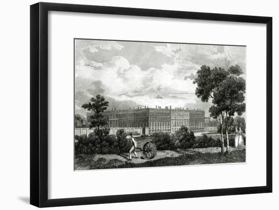 Rolling the Lawns at Hampton Court Palace, 7th March 1807-null-Framed Giclee Print