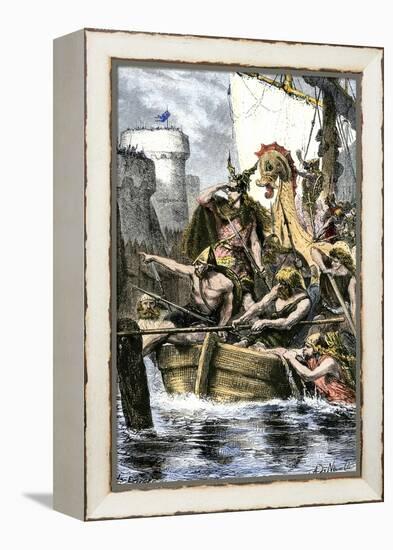 Rollo the Ranger Attacking Paris from Viking Ships on the River Seine, 885 Ad-null-Framed Premier Image Canvas