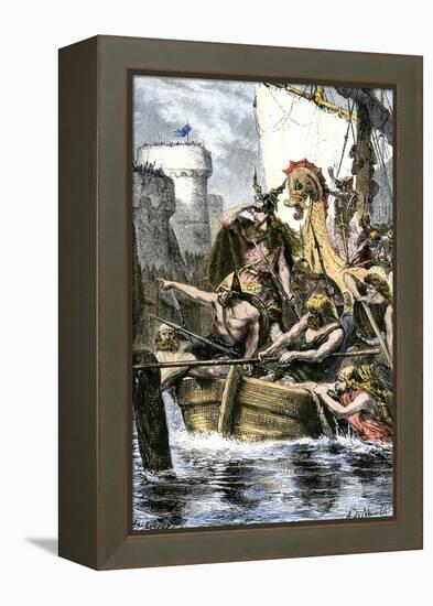 Rollo the Ranger Attacking Paris from Viking Ships on the River Seine, 885 Ad-null-Framed Premier Image Canvas