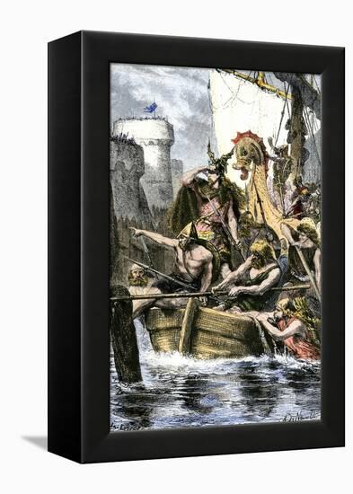 Rollo the Ranger Attacking Paris from Viking Ships on the River Seine, 885 Ad-null-Framed Premier Image Canvas