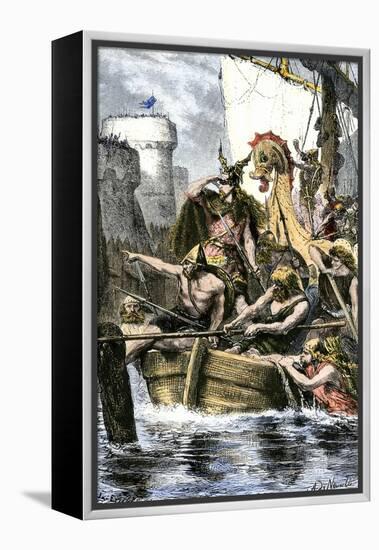 Rollo the Ranger Attacking Paris from Viking Ships on the River Seine, 885 Ad-null-Framed Premier Image Canvas