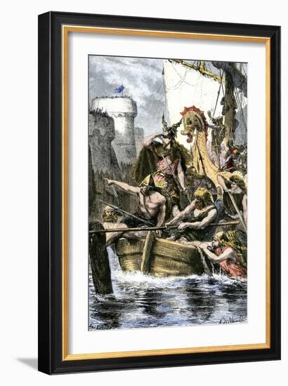 Rollo the Ranger Attacking Paris from Viking Ships on the River Seine, 885 Ad-null-Framed Giclee Print
