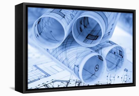 Rolls of Architecture Blueprints and House Plans--Vladimir--Framed Premier Image Canvas