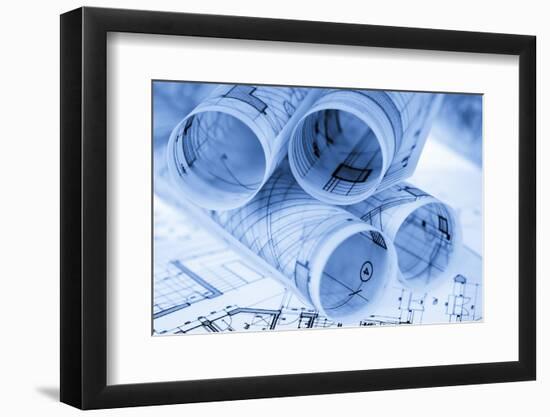 Rolls of Architecture Blueprints and House Plans--Vladimir--Framed Photographic Print