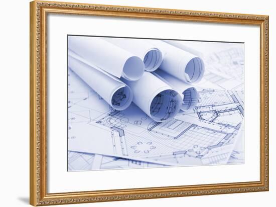 Rolls of Architecture Blueprints--Vladimir--Framed Photographic Print