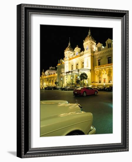Rolls Royce and Ferrari Parked in Front of the Casino at Night, Monte Carlo, Monaco-Ruth Tomlinson-Framed Photographic Print