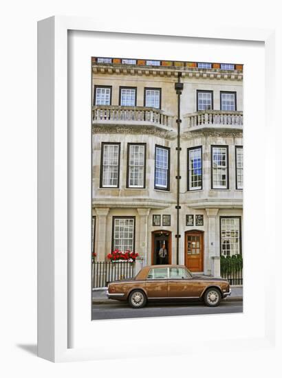 Rolls Royce in front of a typical Residential House in London, South of England-null-Framed Art Print