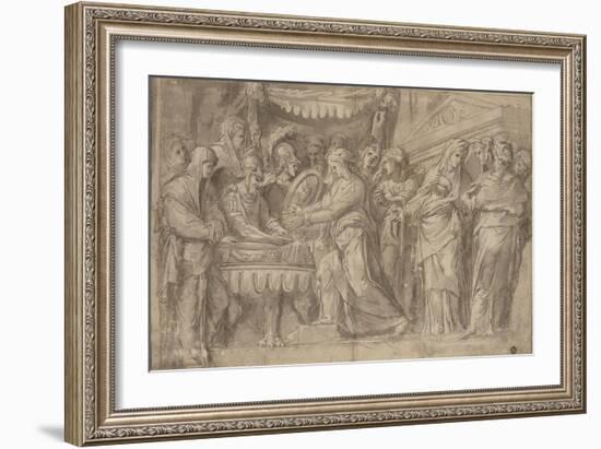 Romains déposant des bijoux selon le voeu de Camille après la prise de Véies-Taddeo Zuccaro-Framed Giclee Print